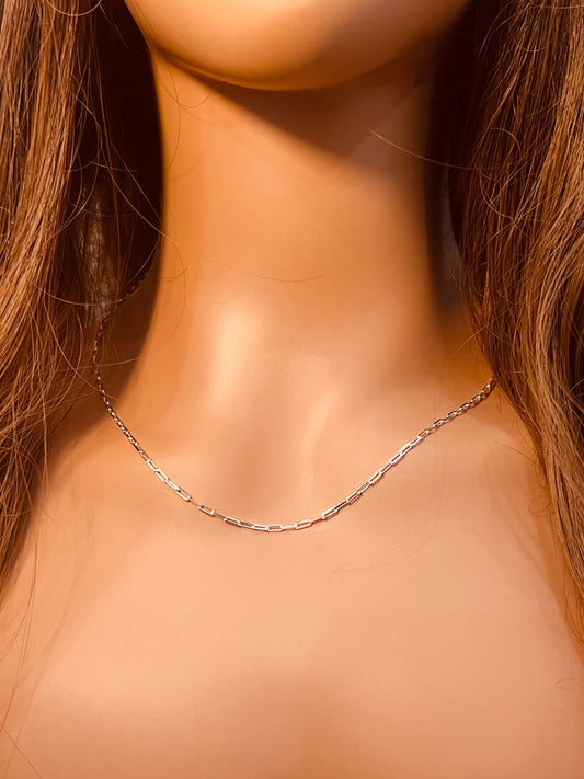 925 Sterling Silver Necklaces, Sterling Silver 1.5mm Paperclip Necklace | Minimalist Layering Chain by HAUS OF MONOGRAM