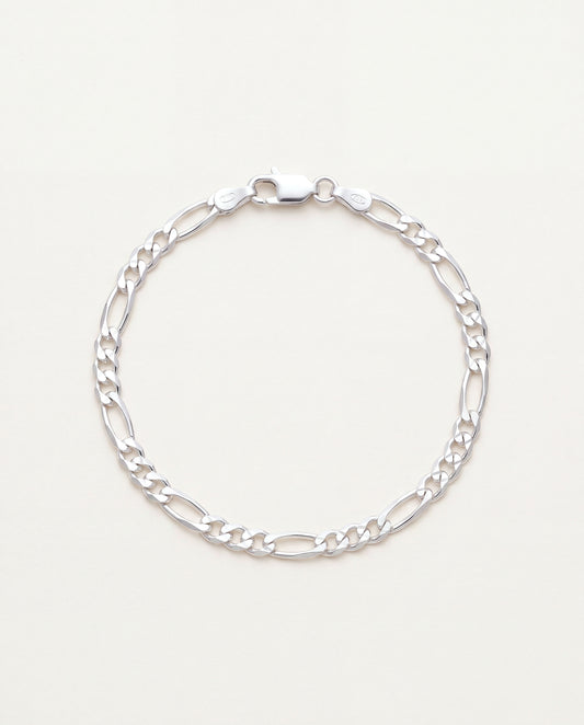 925 Sterling Silver Bracelets, Sterling Silver 3mm Figaro Bracelet | Unisex Jewelry by HAUS OF MONOGRAM