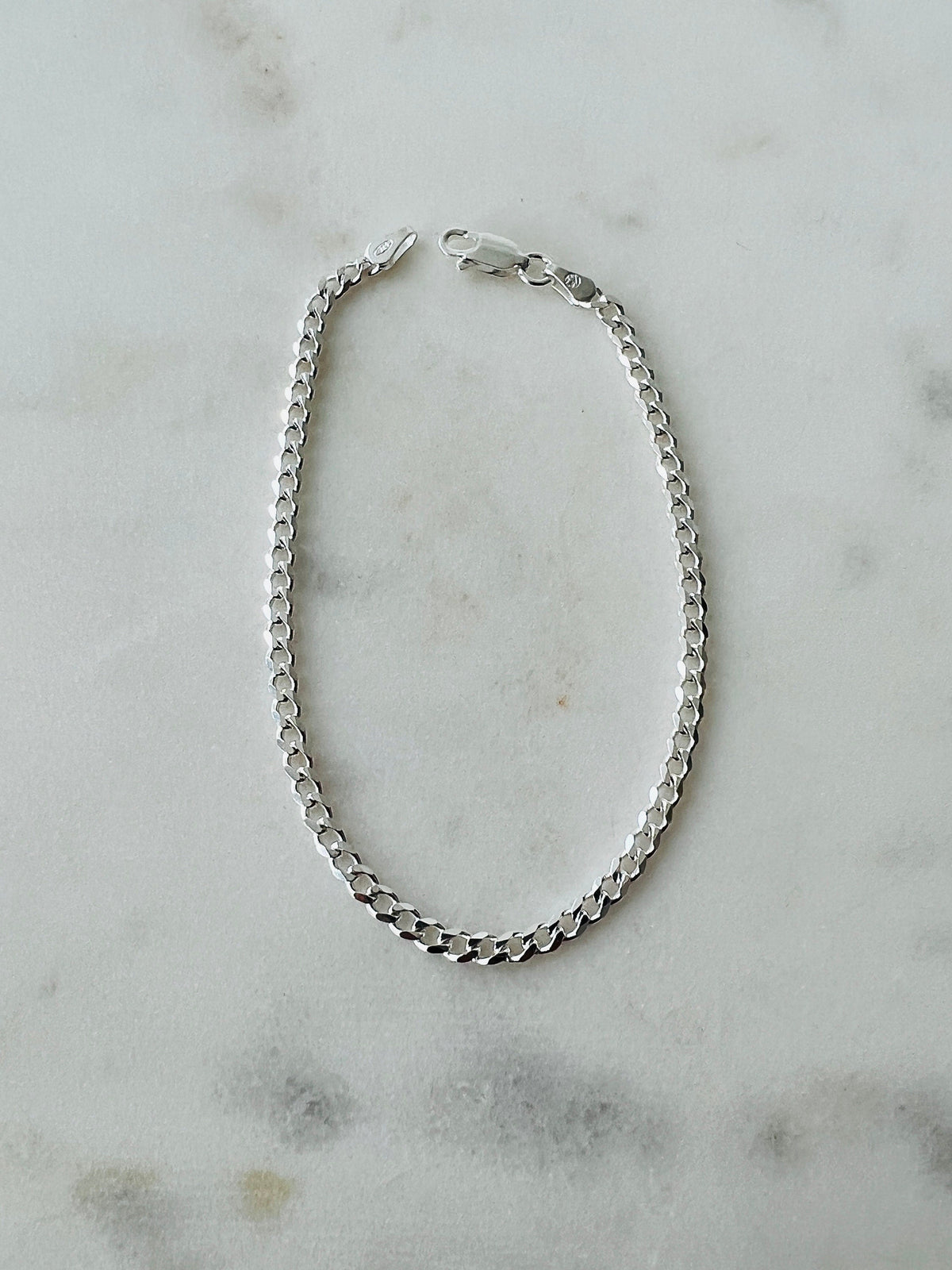 925 Sterling Silver Bracelets, Sterling Silver 2mm Curb Bracelet | Adjustable Chain Style by HAUS OF MONOGRAM