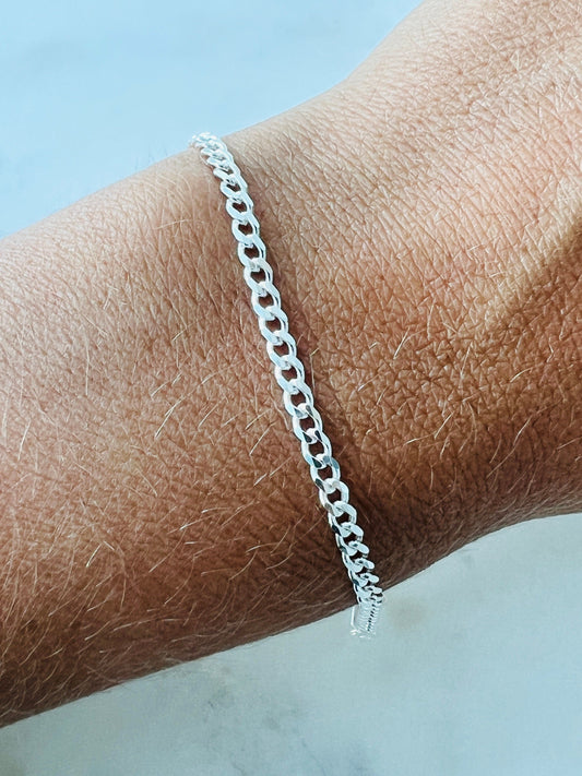 925 Sterling Silver Bracelets, Sterling Silver 2mm Curb Bracelet | Adjustable Chain Style by HAUS OF MONOGRAM