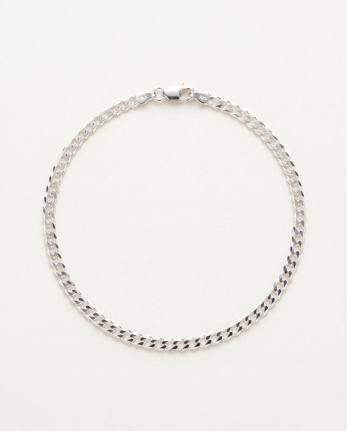 925 Sterling Silver Anklets, Sterling Silver 3.5mm Curb Anklet | Everyday Shine in Solid Silver by HAUS OF MONOGRAM