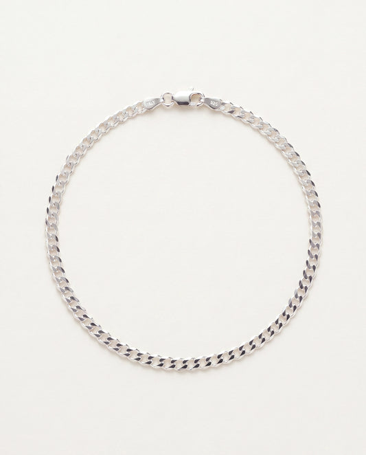 925 Sterling Silver Anklets, Sterling Silver 3.5mm Curb Anklet | Everyday Shine in Solid Silver by HAUS OF MONOGRAM