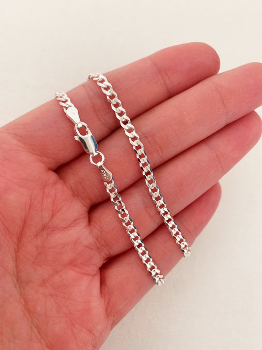 925 Sterling Silver Anklets, Sterling Silver 3.5mm Curb Anklet | Everyday Shine in Solid Silver by HAUS OF MONOGRAM