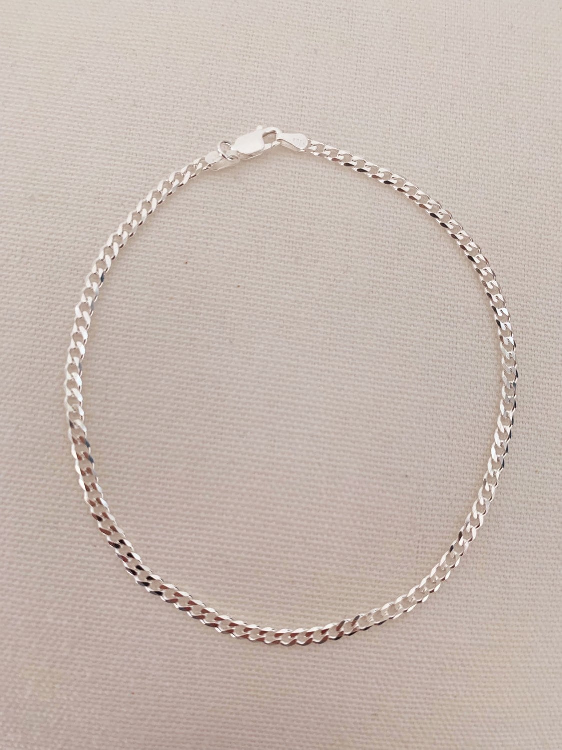925 Sterling Silver Anklets, Sterling Silver 3.5mm Curb Anklet | Everyday Shine in Solid Silver by HAUS OF MONOGRAM