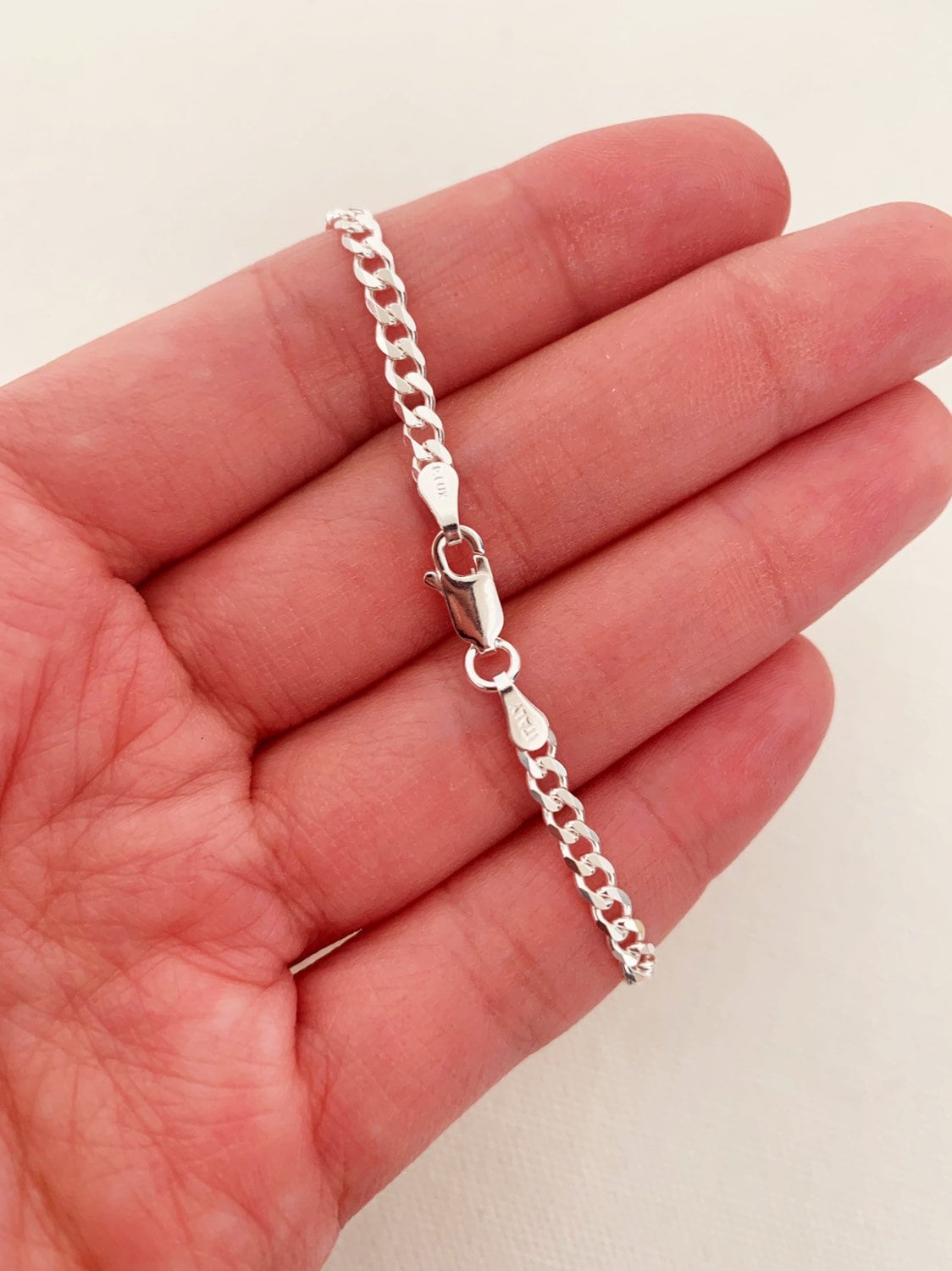 925 Sterling Silver Anklets, Sterling Silver 3.5mm Curb Anklet | Everyday Shine in Solid Silver by HAUS OF MONOGRAM