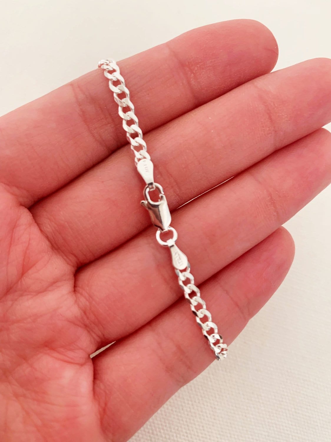 925 Sterling Silver Anklets, Sterling Silver 3.5mm Curb Anklet | Everyday Shine in Solid Silver by HAUS OF MONOGRAM
