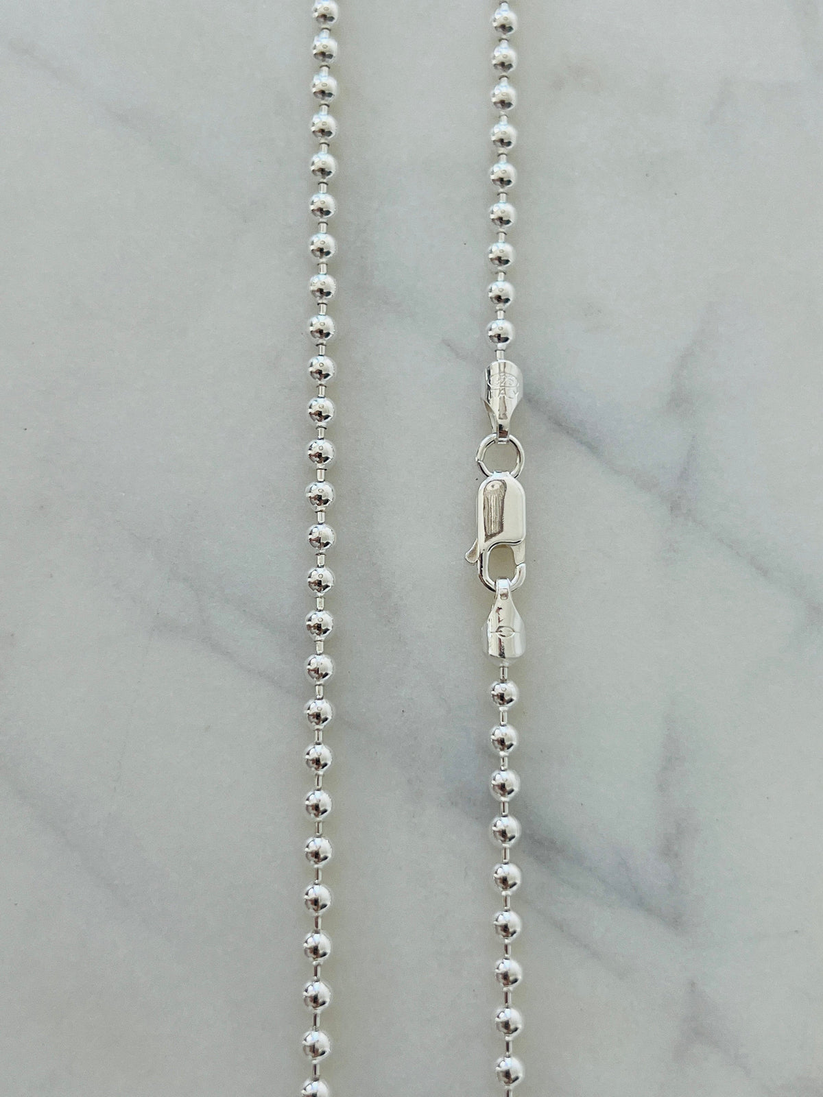 925 Sterling Silver Men's Chains, Sterling Silver 3mm Ball Chain | 18"–30" | Polished Finish by HAUS OF MONOGRAM