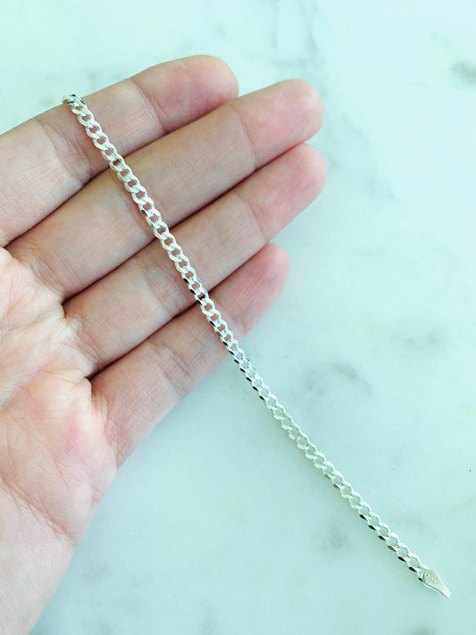 925 Sterling Silver Bracelets, Sterling Silver 3mm Curb Bracelet | Classic Everyday Essential by HAUS OF MONOGRAM