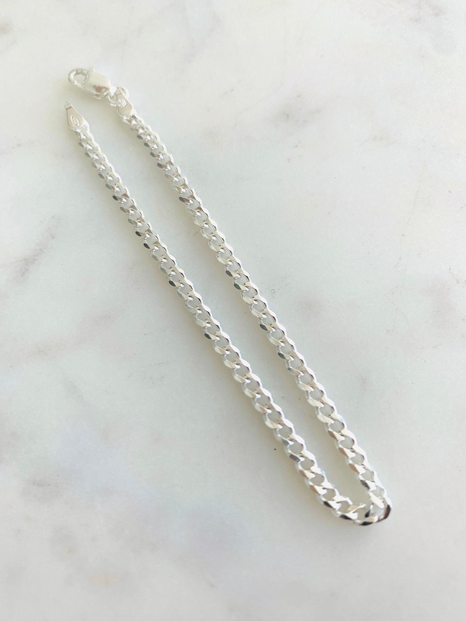 925 Sterling Silver Bracelets, Sterling Silver 3mm Curb Bracelet | Classic Everyday Essential by HAUS OF MONOGRAM