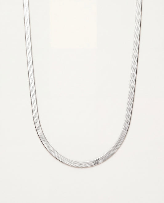 925 Sterling Silver Necklaces, Sterling Silver 3mm Herringbone Necklace | Flat Snake Chain by HAUS OF MONOGRAM