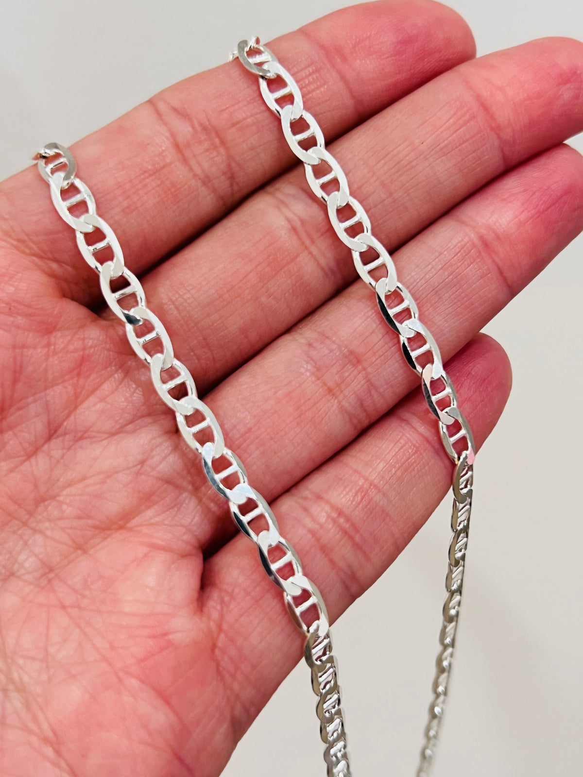 925 Sterling Silver Necklaces, Sterling Silver 3mm Mariner Chain | Unisex Bold Necklace by HAUS OF MONOGRAM
