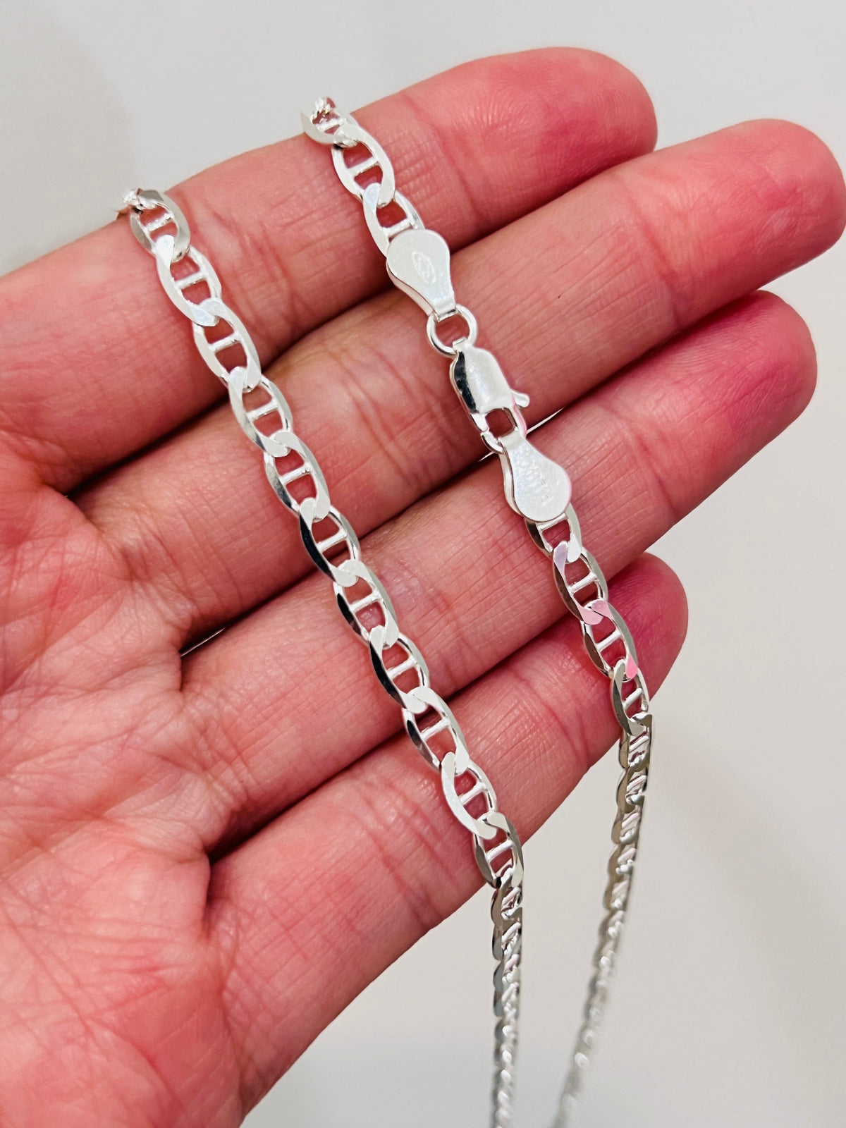 925 Sterling Silver Necklaces, Sterling Silver 3mm Mariner Chain | Unisex Bold Necklace by HAUS OF MONOGRAM