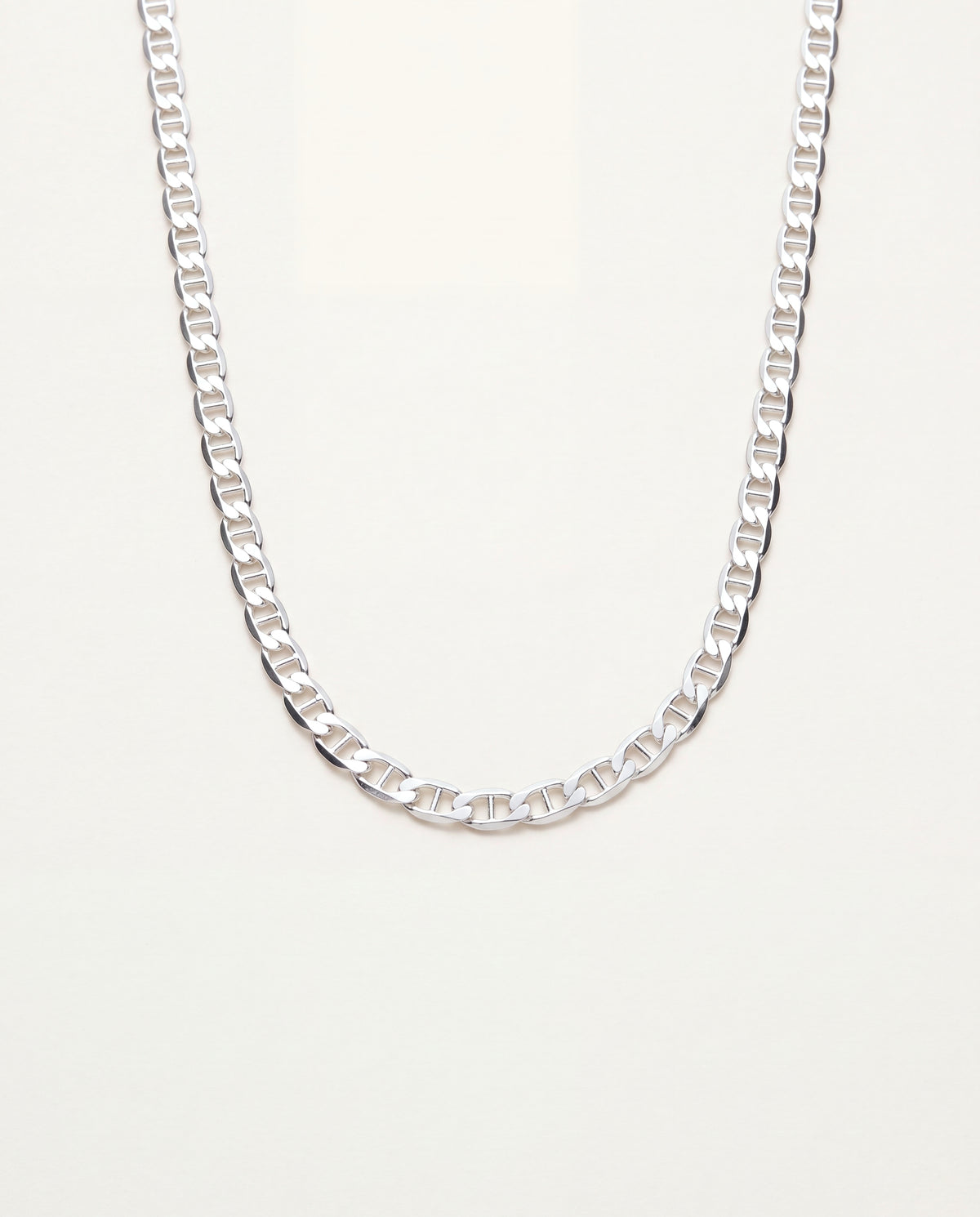 925 Sterling Silver Necklaces, Sterling Silver 3mm Mariner Chain | Unisex Bold Necklace by HAUS OF MONOGRAM