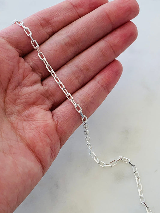 925 Sterling Silver Anklets, Sterling Silver 3mm Paperclip Anklet | Sleek & Modern Chain by HAUS OF MONOGRAM