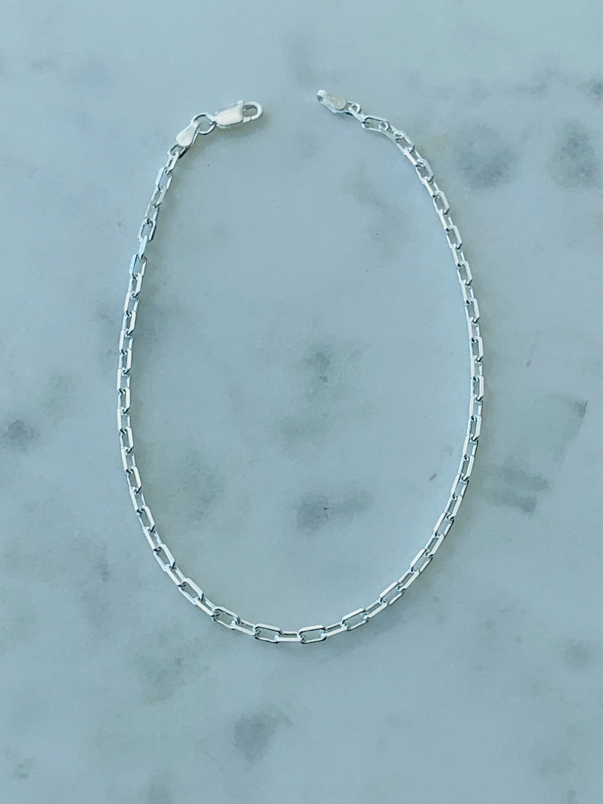 925 Sterling Silver Anklets, Sterling Silver 3mm Paperclip Anklet | Sleek & Modern Chain by HAUS OF MONOGRAM