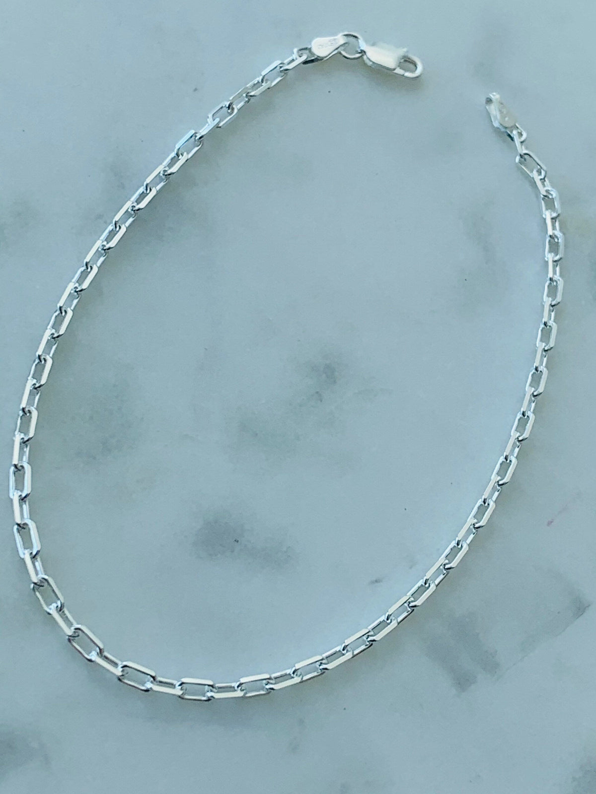 925 Sterling Silver Anklets, Sterling Silver 3mm Paperclip Anklet | Sleek & Modern Chain by HAUS OF MONOGRAM