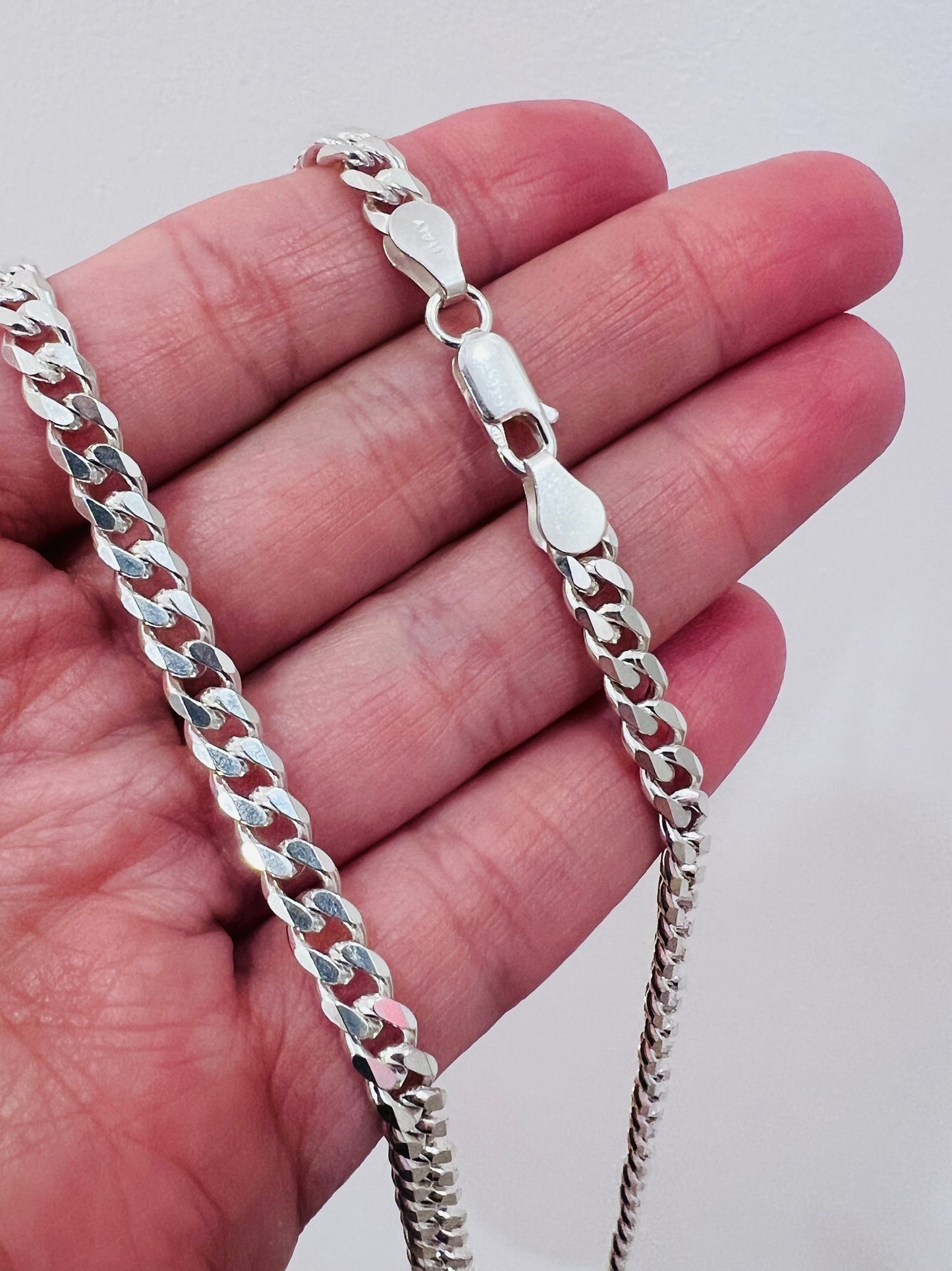 925 Sterling Silver Necklaces, Sterling Silver 4.5mm Curb Chain | Classic Silver Chain for Men & Women by HAUS OF MONOGRAM