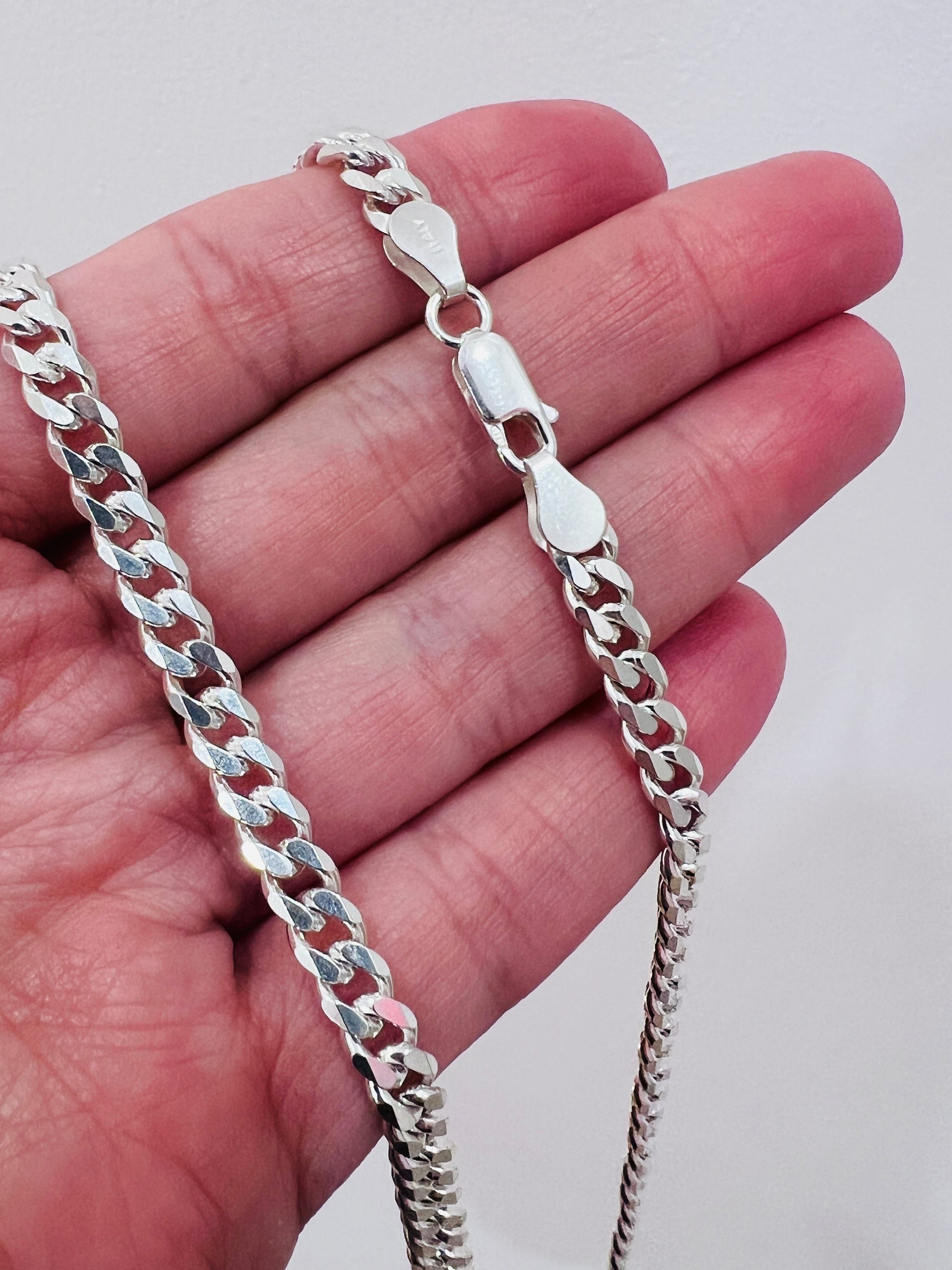 925 Sterling Silver Necklaces, Sterling Silver 4.5mm Curb Chain | Classic Silver Chain for Men & Women by HAUS OF MONOGRAM