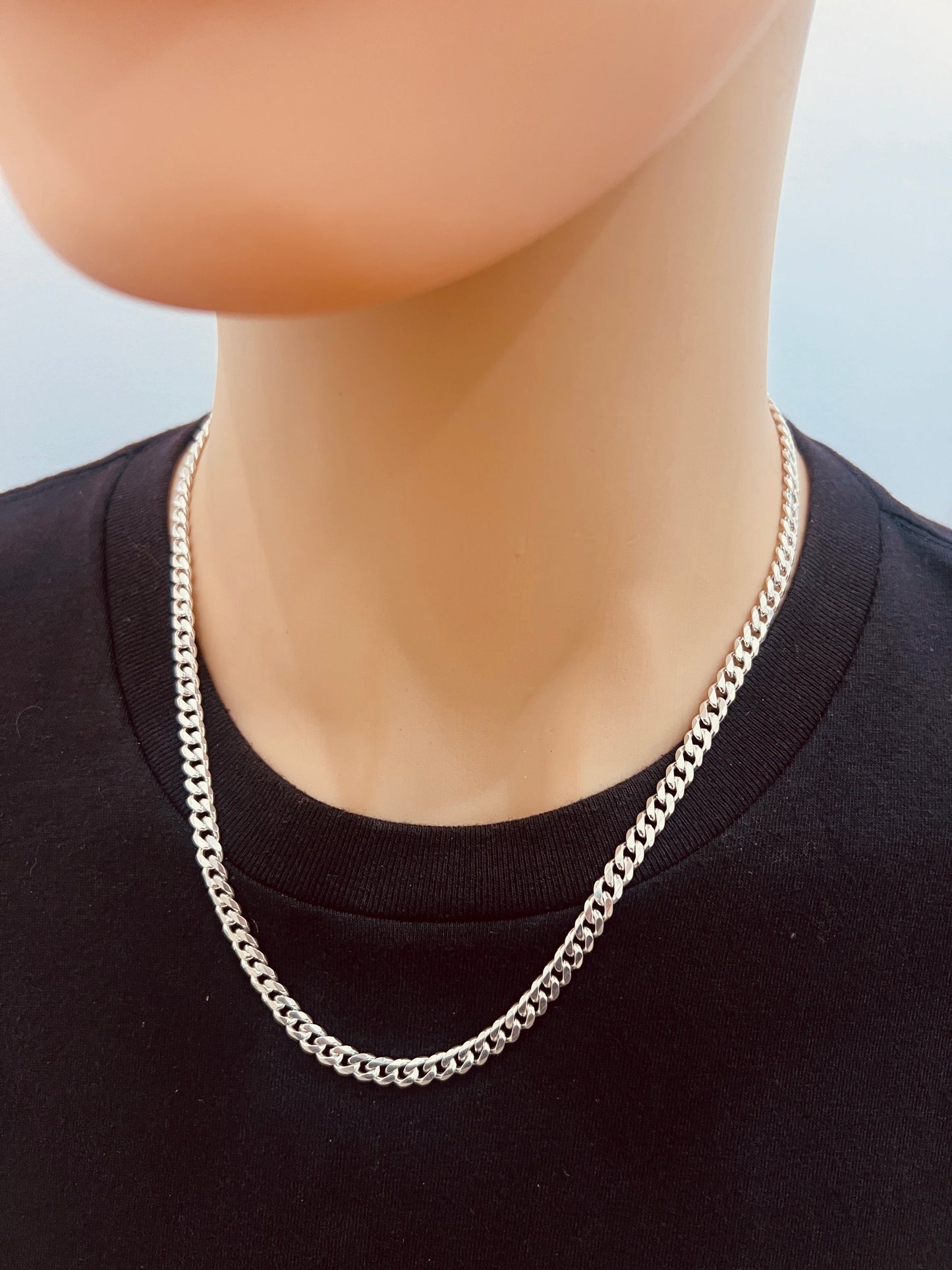 925 Sterling Silver Necklaces, Sterling Silver 4.5mm Curb Chain | Classic Silver Chain for Men & Women by HAUS OF MONOGRAM