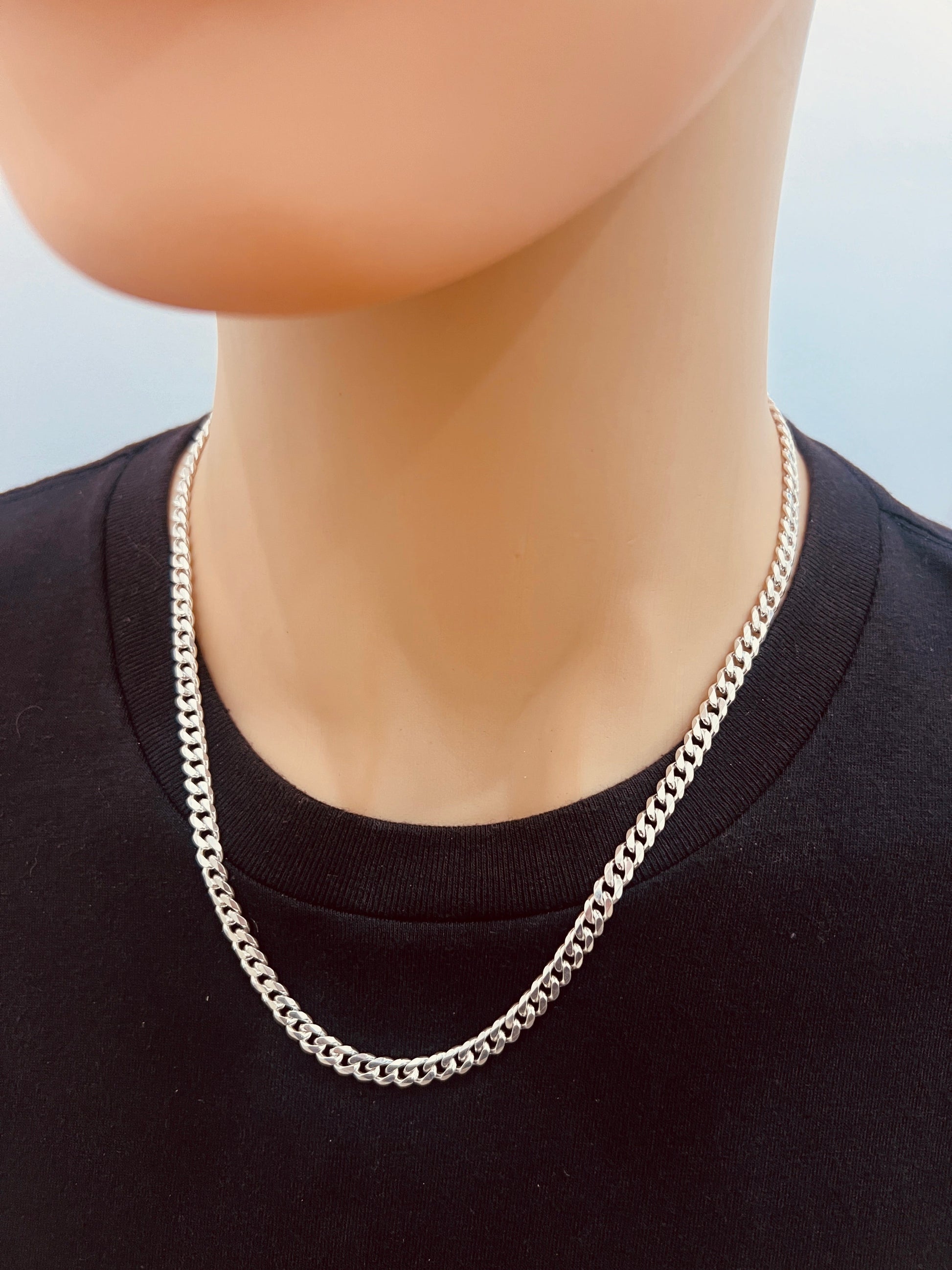 925 Sterling Silver Necklaces, Sterling Silver 4.5mm Curb Chain | Classic Silver Chain for Men & Women by HAUS OF MONOGRAM