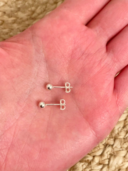 925 Sterling Silver Earrings, Sterling Silver 4mm Stud Earrings | Everyday Classic Pair by HAUS OF MONOGRAM