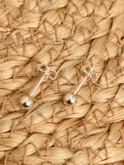 925 Sterling Silver Earrings, Sterling Silver 4mm Stud Earrings | Everyday Classic Pair by HAUS OF MONOGRAM