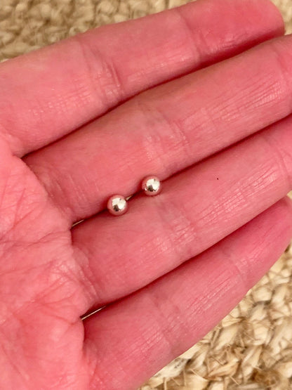 925 Sterling Silver Earrings, Sterling Silver 4mm Stud Earrings | Everyday Classic Pair by HAUS OF MONOGRAM