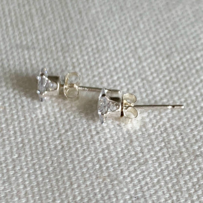 925 Sterling Silver Earrings, Sterling Silver 5mm Princess Cut Studs | Sleek Sparkle Staples by HAUS OF MONOGRAM