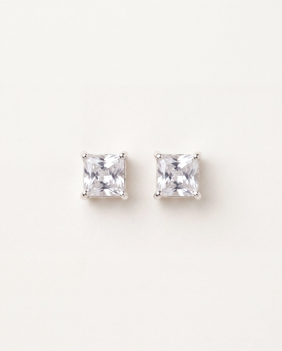 925 Sterling Silver Earrings, Sterling Silver 5mm Princess Cut Studs | Sleek Sparkle Staples by HAUS OF MONOGRAM