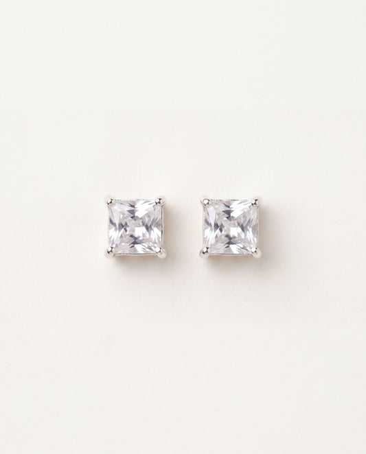 925 Sterling Silver Earrings, Sterling Silver 5mm Princess Cut Studs | Sleek Sparkle Staples by HAUS OF MONOGRAM