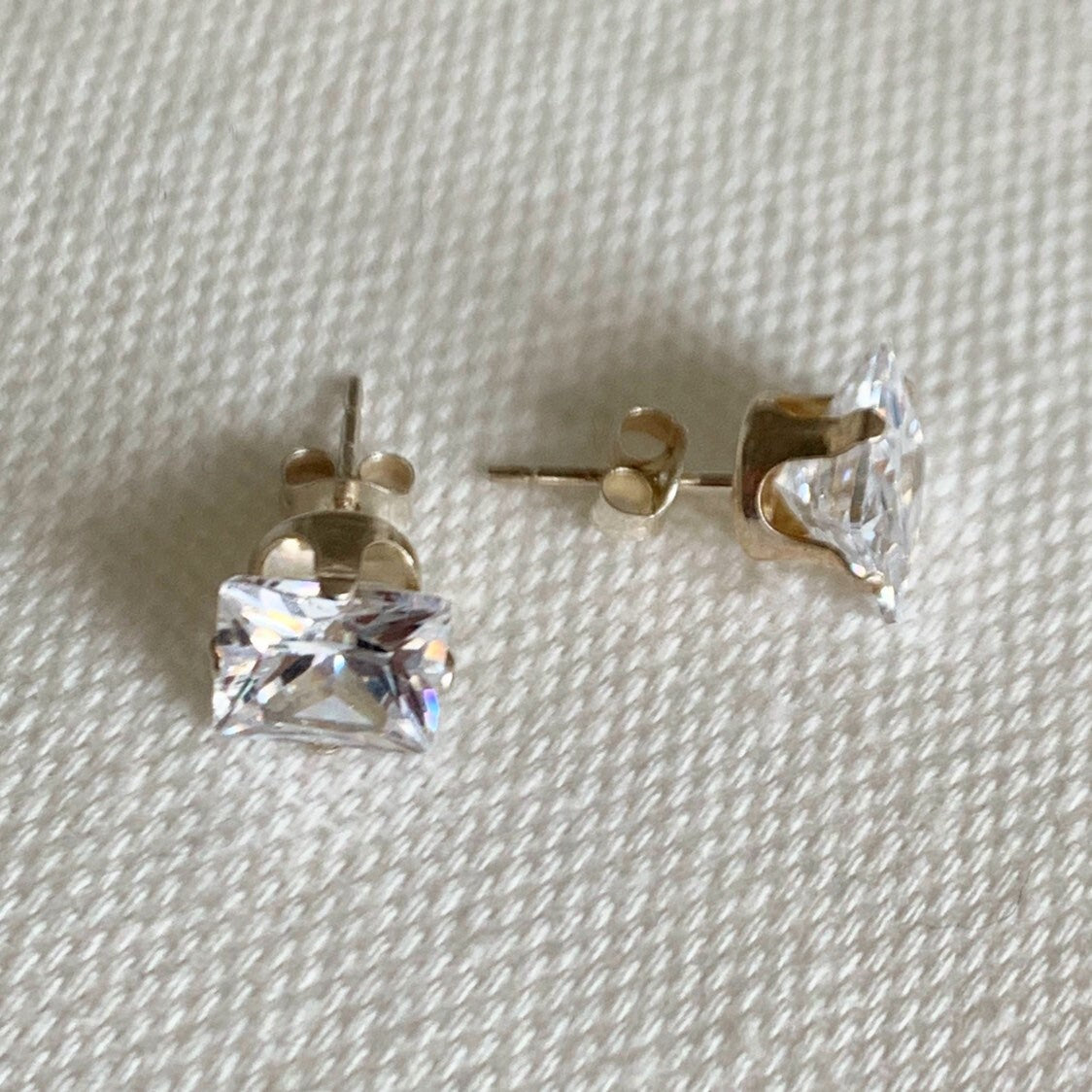 925 Sterling Silver Earrings, Sterling Silver 8mm CZ Stud Earrings | Princess Cut Sparkle by HAUS OF MONOGRAM