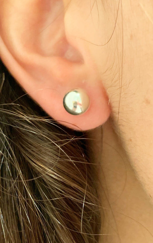 925 Sterling Silver Earrings, Sterling Silver 8mm Stud Earrings | Classic Everyday Pair by HAUS OF MONOGRAM