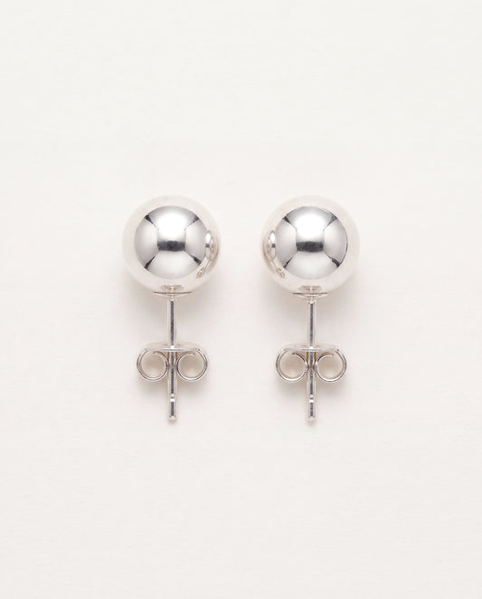 925 Sterling Silver Earrings, Sterling Silver 8mm Stud Earrings | Classic Everyday Pair by HAUS OF MONOGRAM