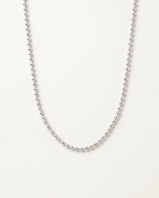 925 Sterling Silver Necklaces, Sterling Silver Ball Necklace | 3mm Beaded Chain Design by HAUS OF MONOGRAM