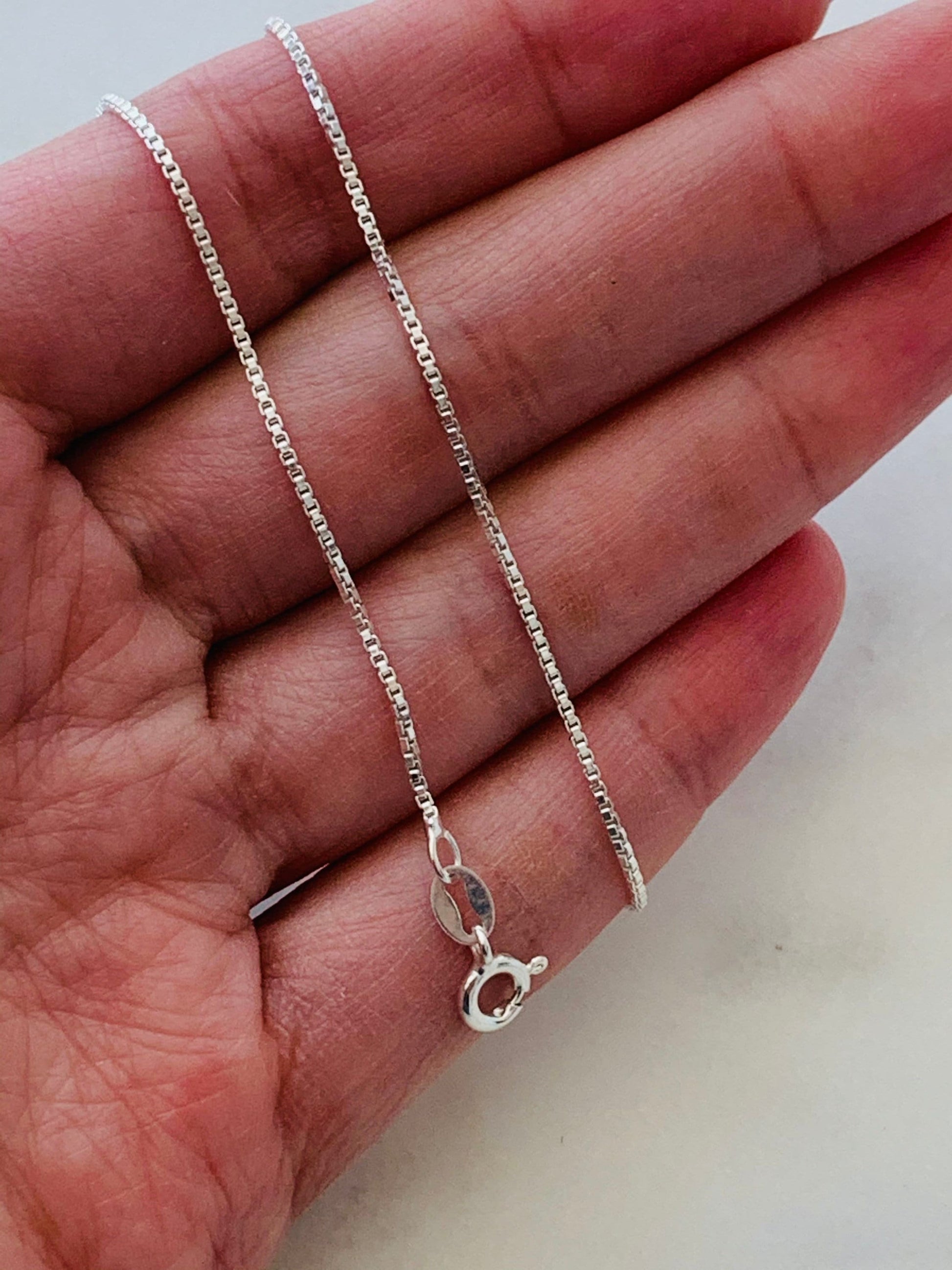 925 Sterling Silver Anklets, Sterling Silver Box Anklet | 1mm 10" Dainty Everyday Chain by HAUS OF MONOGRAM