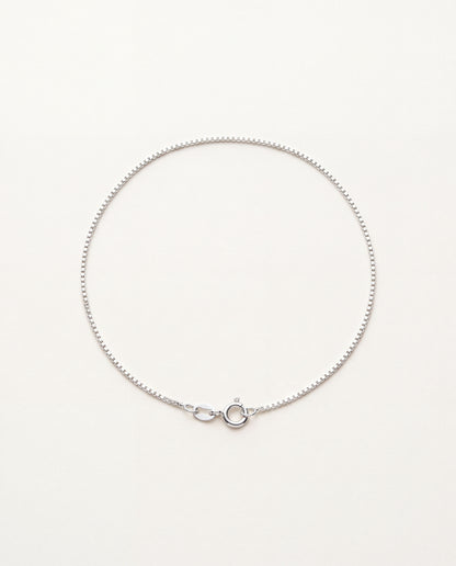 925 Sterling Silver Anklets, Sterling Silver Box Anklet | 1mm 10" Dainty Everyday Chain by HAUS OF MONOGRAM