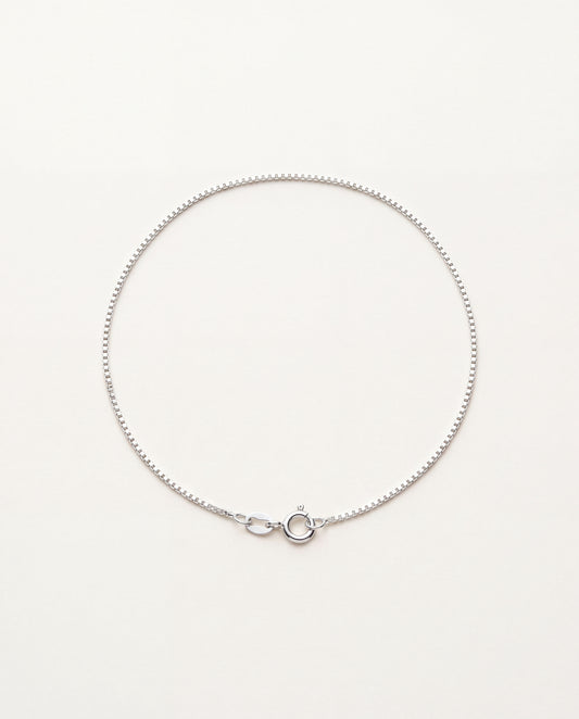 925 Sterling Silver Anklets, Sterling Silver Box Anklet | 1mm 10" Dainty Everyday Chain by HAUS OF MONOGRAM