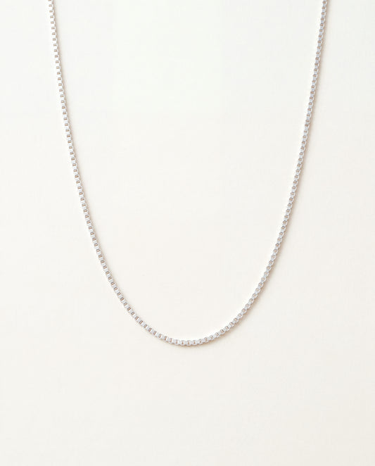 925 Sterling Silver Necklaces, Sterling Silver Box Necklace | 1mm Chain | 16"–20" Lengths by HAUS OF MONOGRAM
