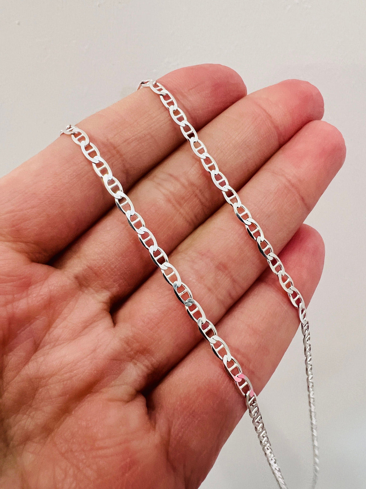 925 Sterling Silver Men's Chains, Sterling Silver Chain | 2mm Mariner Link Necklace by HAUS OF MONOGRAM