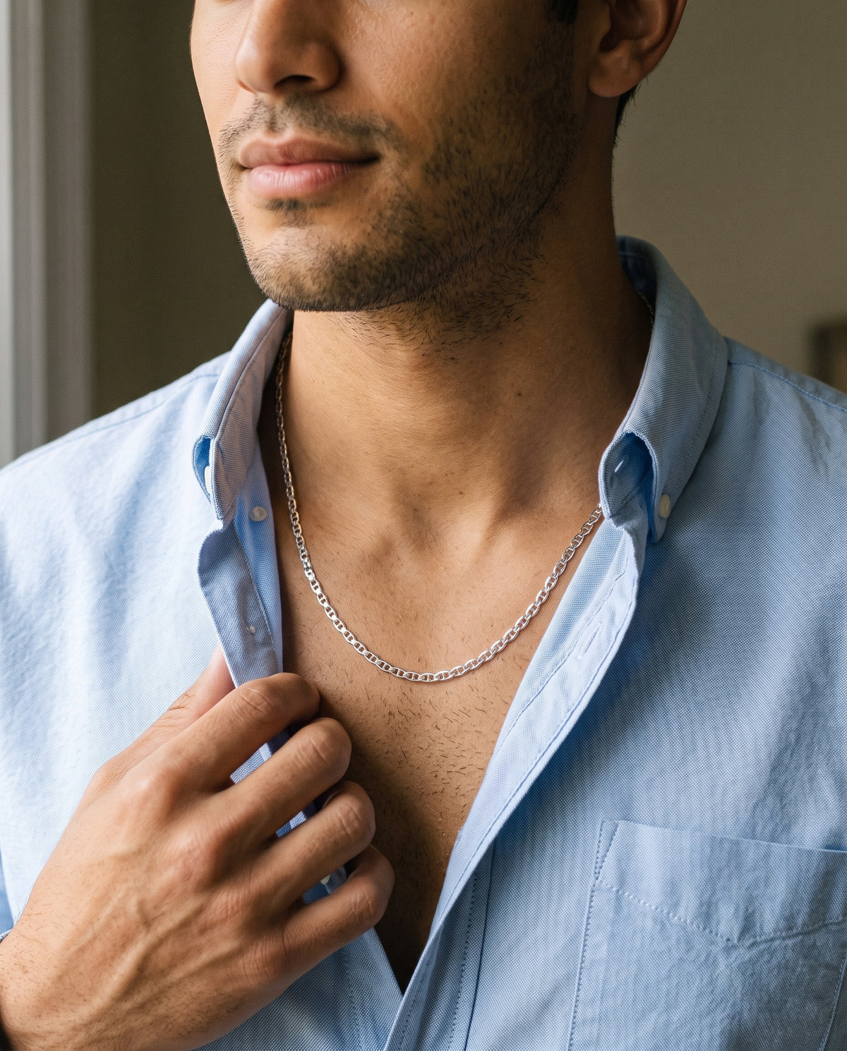 Sterling Silver Chain worn by a model