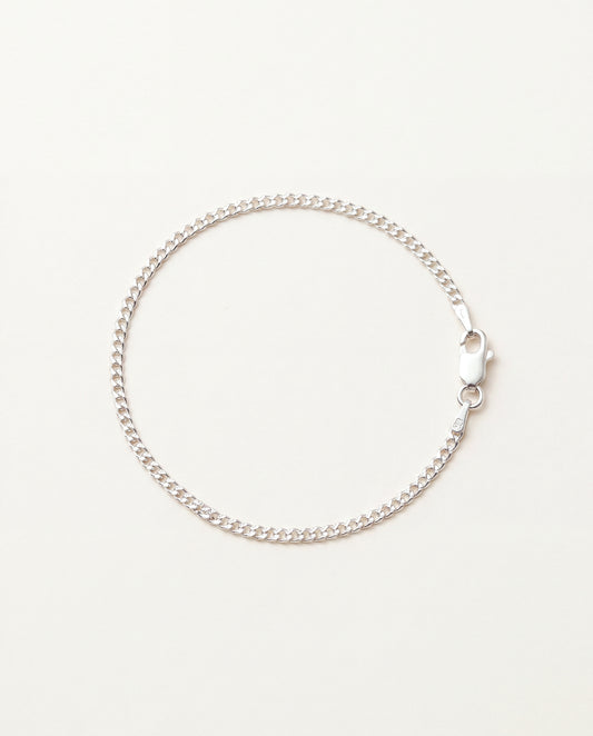 925 Sterling Silver Bracelets, Sterling Silver Curb Bracelet | 1mm Slim Unisex Chain by HAUS OF MONOGRAM