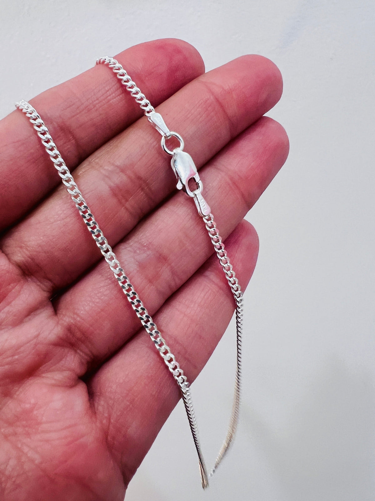 925 Sterling Silver Necklaces, Sterling Silver Curb Necklace | Dainty Silver Chain by HAUS OF MONOGRAM