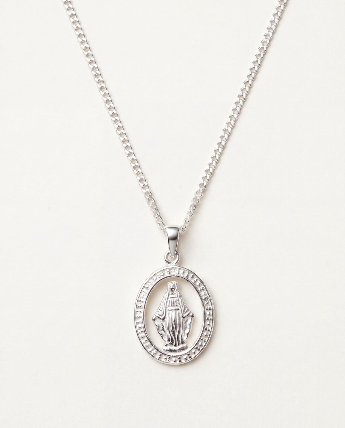 925 Sterling Silver Necklaces, Sterling Silver Curb Necklace | Virgin Mary Pendant by HAUS OF MONOGRAM