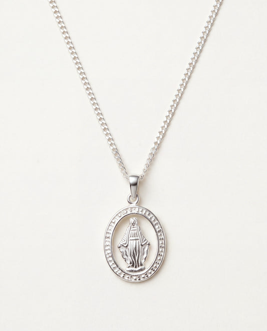 925 Sterling Silver Necklaces, Sterling Silver Curb Necklace | Virgin Mary Pendant by HAUS OF MONOGRAM