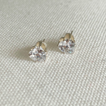 925 Sterling Silver Earrings, Sterling Silver CZ Heart Stud Earrings | 7mm Dainty Sparkle for Everyday Wear by HAUS OF MON...