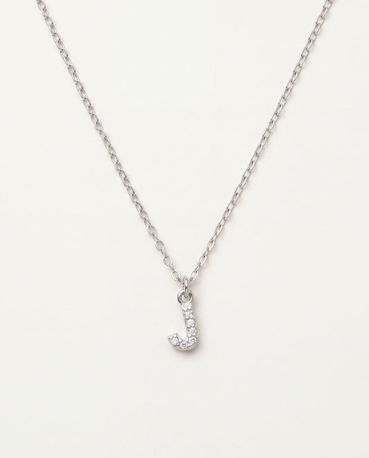 925 Sterling Silver Necklaces, Sterling Silver CZ Initial Necklace | 10mm Sparkling Personalized Charm by HAUS OF MONOGRAM