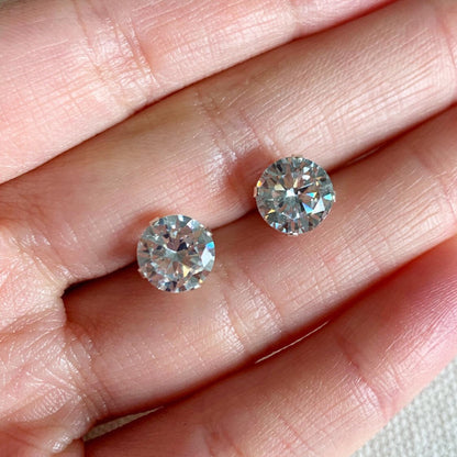 925 Sterling Silver Earrings, Sterling Silver CZ Stud Earrings | 9mm Sparkling Rounds by HAUS OF MONOGRAM