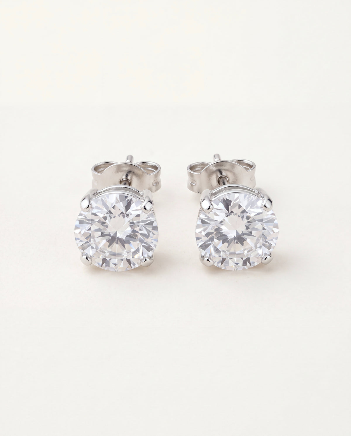925 Sterling Silver Earrings, Sterling Silver CZ Stud Earrings | 9mm Sparkling Rounds by HAUS OF MONOGRAM