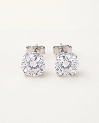 925 Sterling Silver Earrings, Sterling Silver CZ Stud Earrings | 9mm Sparkling Rounds by HAUS OF MONOGRAM