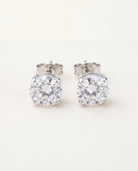 925 Sterling Silver Earrings, Sterling Silver CZ Stud Earrings | 9mm Sparkling Rounds by HAUS OF MONOGRAM